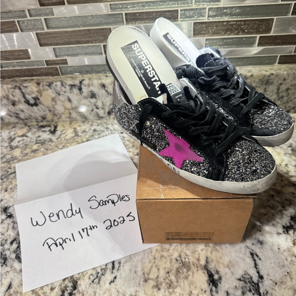 Women's Black and Pink Sneakers